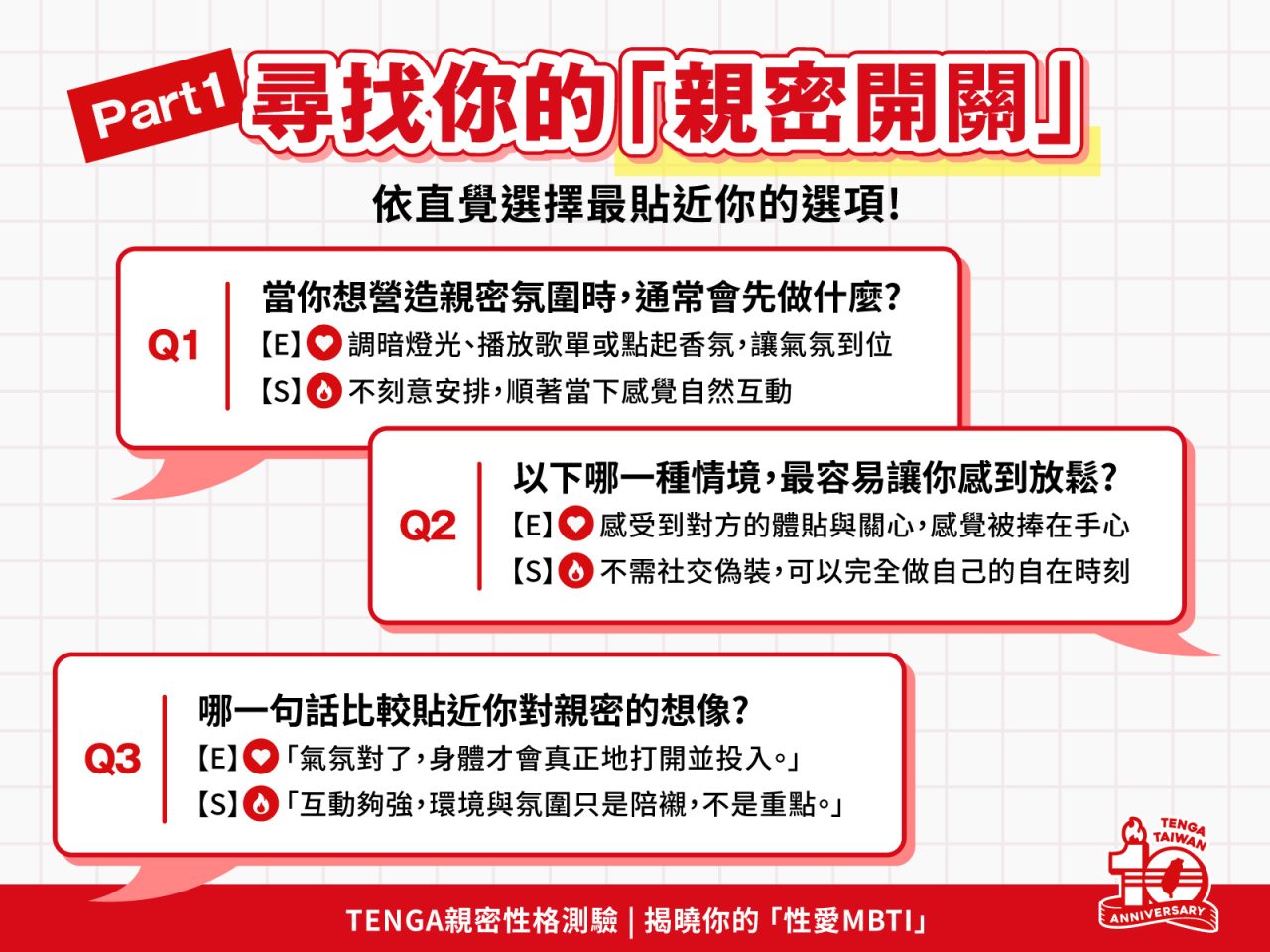 TENGA台灣 10 週年跨界心理學推「性」格測驗